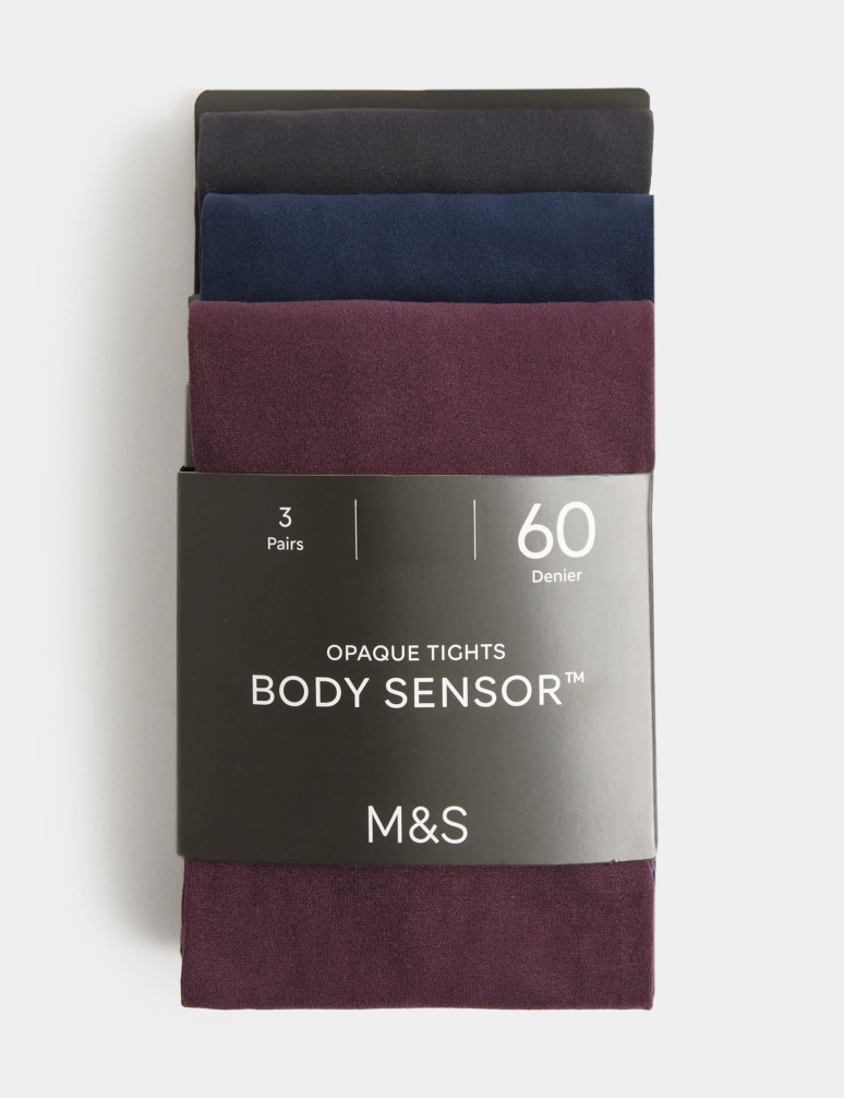 Balení 3 kusů neprůhledných punčocháčů Body Sensor™ (60 DEN)