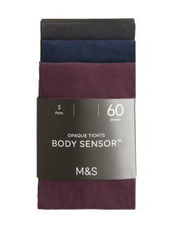 Balení 3 kusů neprůhledných punčocháčů Body Sensor™ (60 DEN)