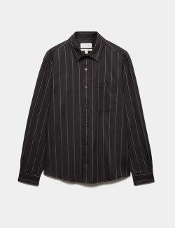 Twill Stripe Long Sleeve Overshirt