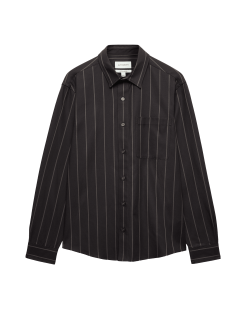 Twill Stripe Long Sleeve Overshirt