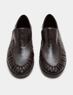Leather Ruched Loafers