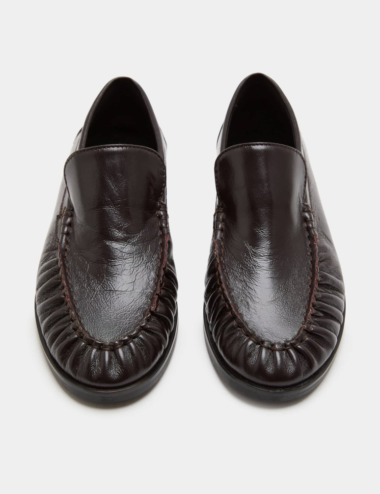 Leather Ruched Loafers