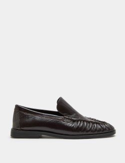 Leather Ruched Loafers