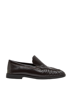Leather Ruched Loafers