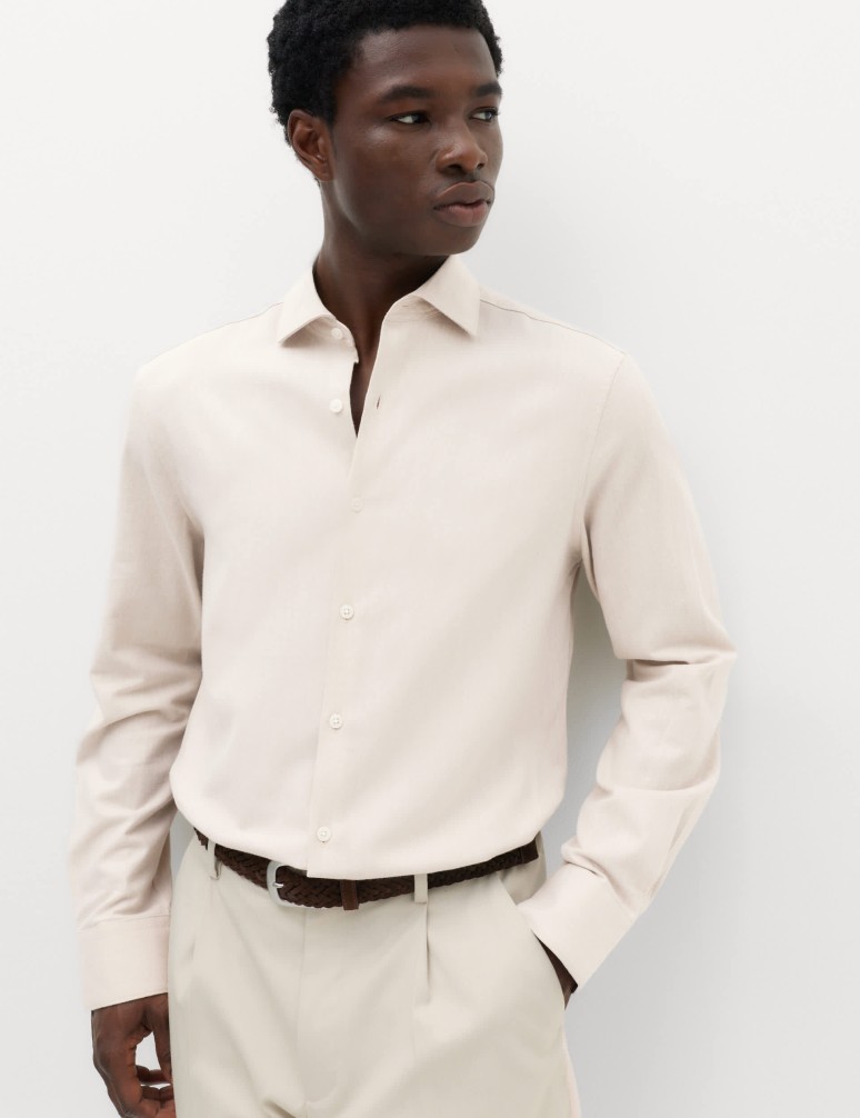 Regular Fit Easy Iron Marl Shirt