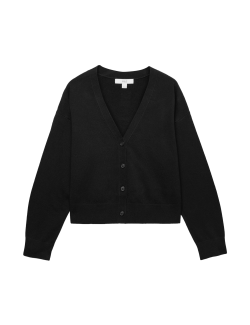 V Neck Button Front Relaxed Cardigan