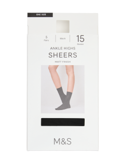 5 Pack 15 Denier Matt Ankle Highs