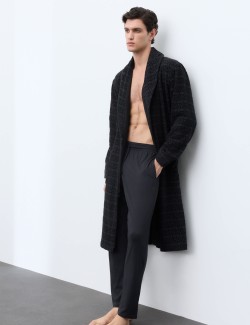 Pure Cotton Textured Dressing Gown