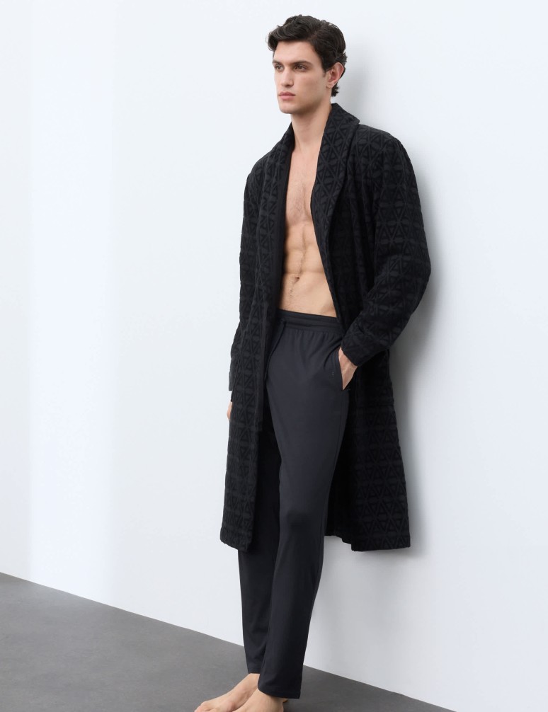 Pure Cotton Textured Dressing Gown