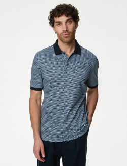 Pure Cotton Geometric Print Polo Shirt