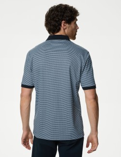 Pure Cotton Geometric Print Polo Shirt