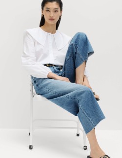 High Waisted Wide Leg Cropped Jeans