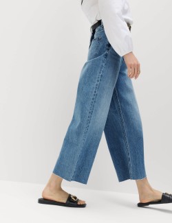High Waisted Wide Leg Cropped Jeans