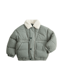 Bunda z materiálu Gingham s podšívkou z umělé kožešiny (2–8 let)