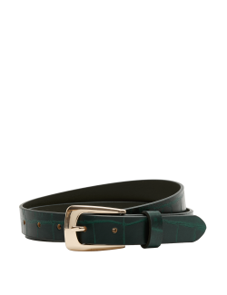 Leather Croc Effect Covered Buckle Jeans Belt