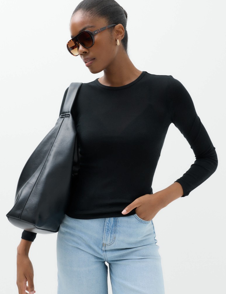 Wool Touch Long Sleeve Layering Slim Top