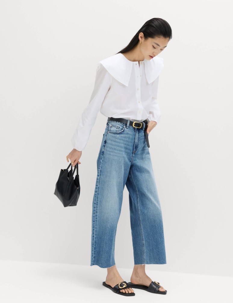 High Waisted Wide Leg Cropped Jeans