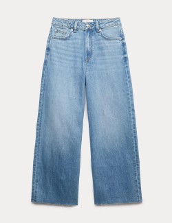 High Waisted Wide Leg Cropped Jeans