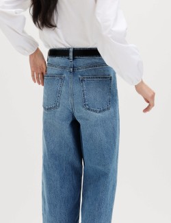 High Waisted Wide Leg Cropped Jeans