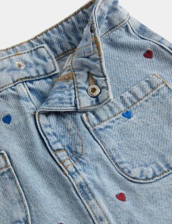 Heart Embroidered Denim Skirt with Tights (2-8 Yrs)