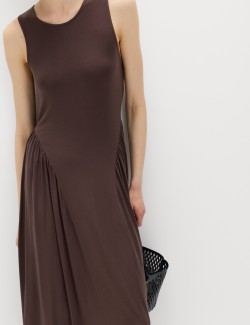 Lyocell Rich Dropped Waist Midi Dress