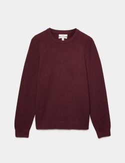 Pure Cotton Textured Crew Neck Jumper