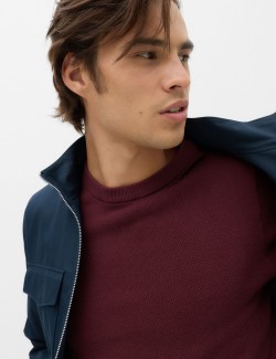 Pure Cotton Textured Crew Neck Jumper