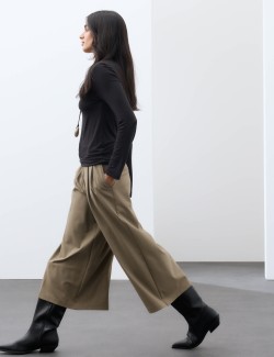 Wool Blend Tailored Wide Leg Culottes