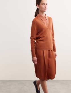 Merino Wool with Silk V-Neck Jumper