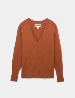 Merino Wool with Silk V-Neck Jumper