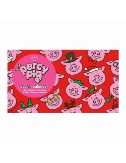 Adventní kalendář se sáčkem měkkých ovocných žvýkacích bonbónů Percy Pig™ s ovocnými šťávami a 24 formovanými kousky mléčné čoko