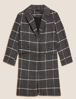 Checked Single Breasted Coat