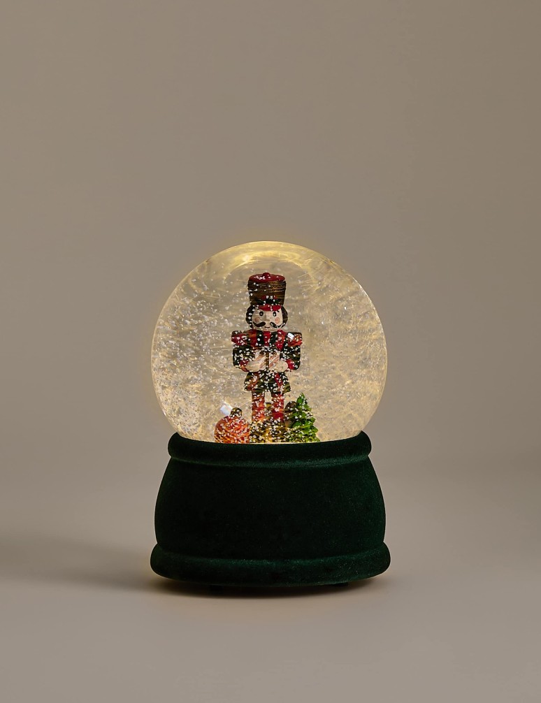 Light Up Nutcracker Snow Globe