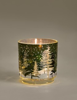 Vonná svíčka s vůní klementinky, jedle a koření, s LED osvětlením a dvěma náhradními náplněmi, 3 x 120 g