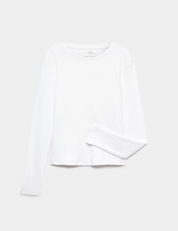Cotton Rich Ribbed Long Sleeve Top