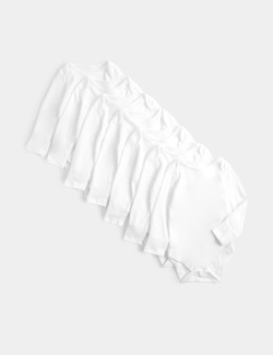 Body z čisté bavlny s dlouhými rukávy, 7 ks v balení (2,3 kg – 3 roky)