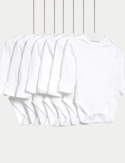 Body z čisté bavlny s dlouhými rukávy, 7 ks v balení (2,3 kg – 3 roky)