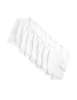Body z čisté bavlny s dlouhými rukávy, 7 ks v balení (2,3 kg – 3 roky)