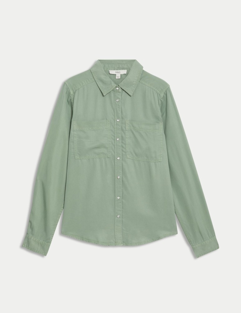 Pure Lyocell Collared Button Through Shirt