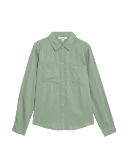 Pure Lyocell Collared Button Through Shirt