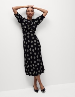 Printed Round Neck Midaxi Column Dress