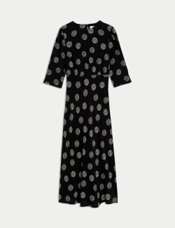 Printed Round Neck Midaxi Column Dress