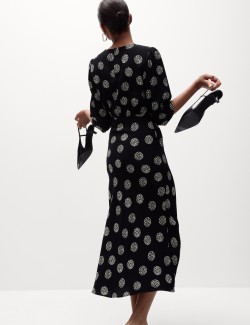 Printed Round Neck Midaxi Column Dress