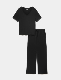 Lace Trim Wide Leg Pyjama Set