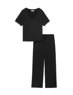 Lace Trim Wide Leg Pyjama Set