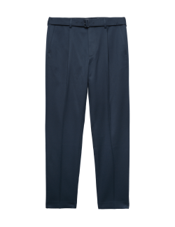 Tapered Fit Self Belt Twill Trousers