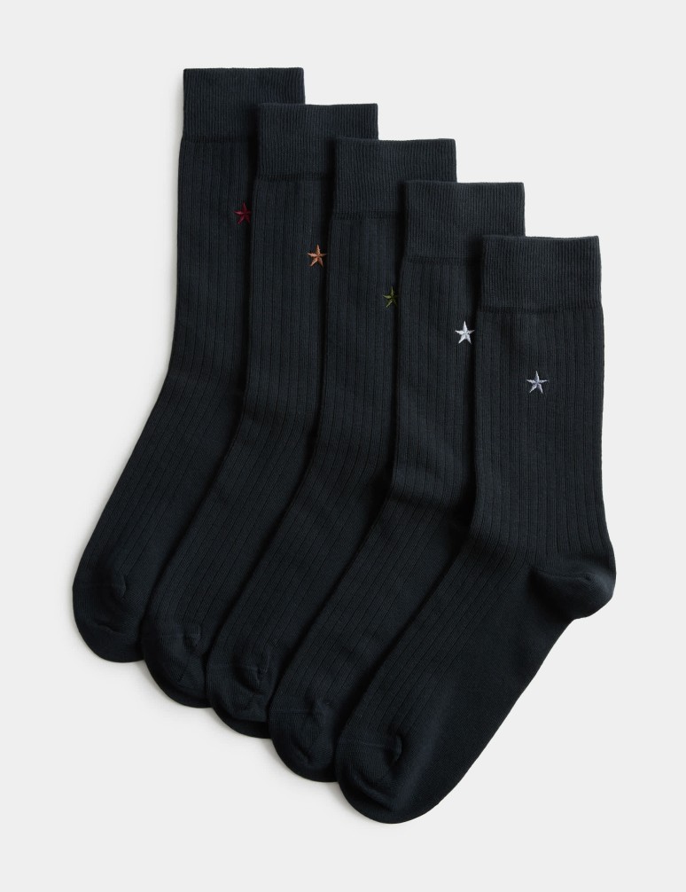 5 Pack Cool & Fresh™ Star Cotton Rich Socks