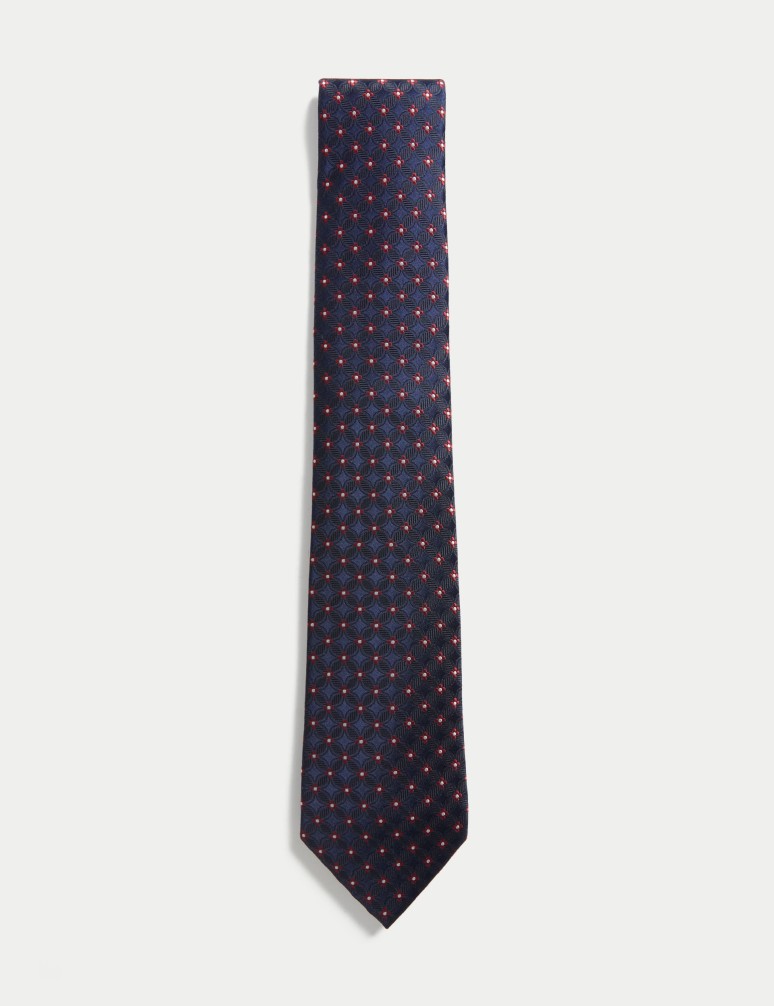 Floral Geometric Pure Silk Tie