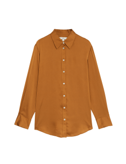 Satin Collared Button Through Shirt