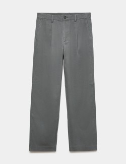 Cotton Rich Relaxed Pleat Front Trousers